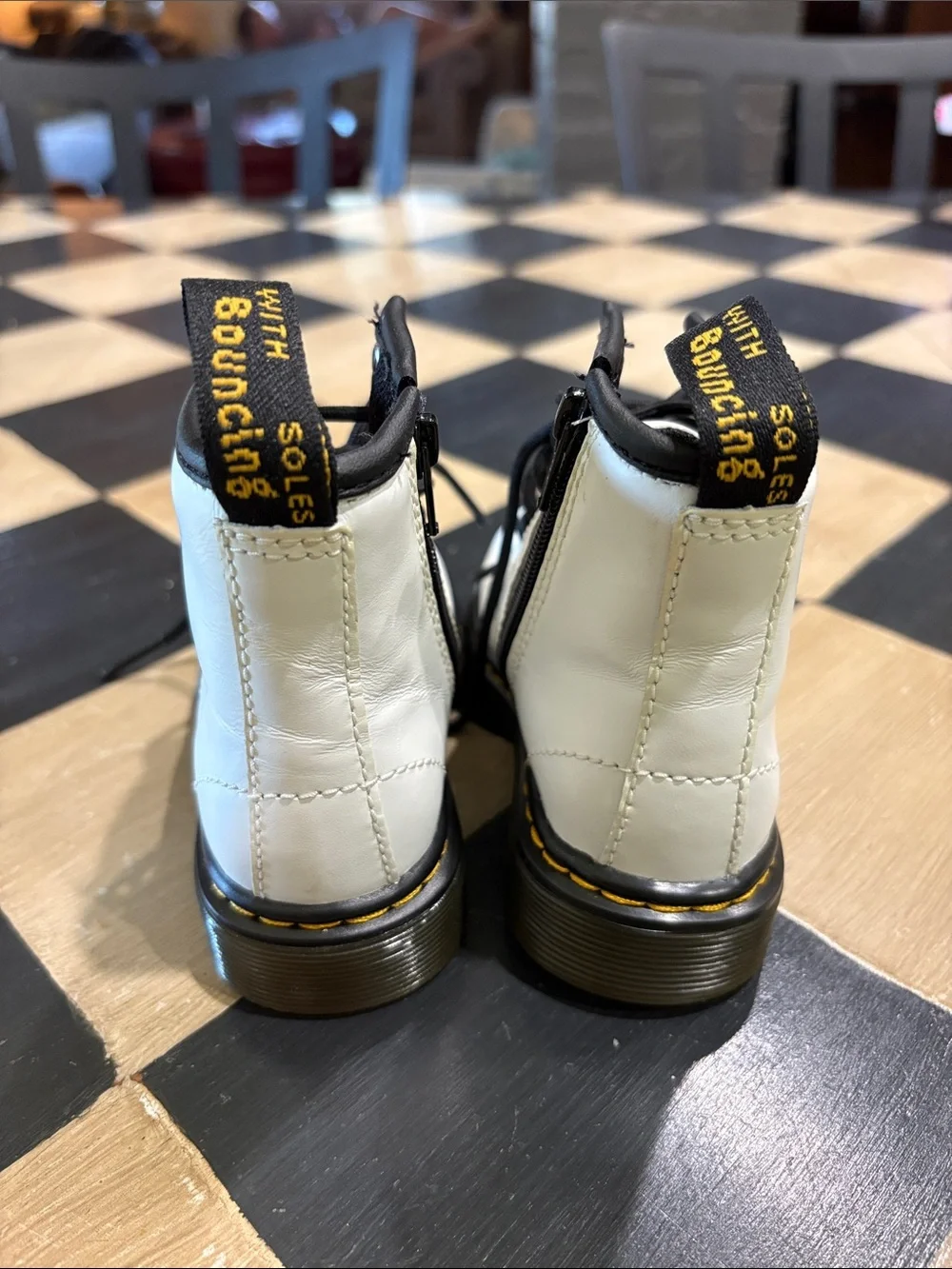 Dr. Martens Toddler White Combat Boots with Black Laces